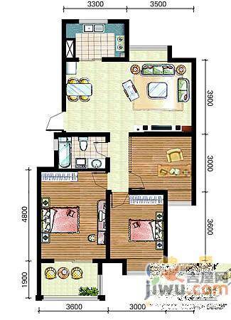 锦绣滨湖3室2厅1卫97㎡户型图