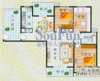 山水康桥3室2厅1卫121㎡户型图