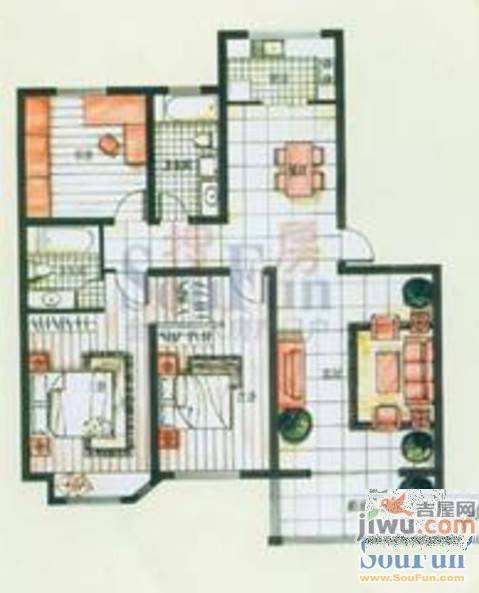 香花畦2室2厅1卫83㎡户型图