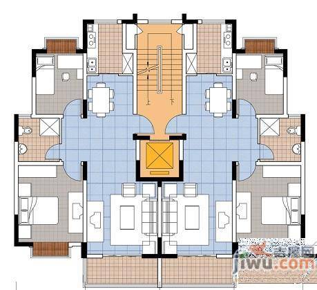 正德广场2室2厅1卫87㎡户型图