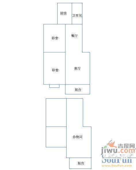 东方明珠嘉苑2室2厅1卫103.5㎡户型图