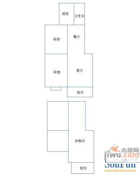 东方明珠嘉苑2室2厅1卫103.5㎡户型图