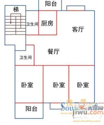 祥和小区2室2厅1卫74㎡户型图