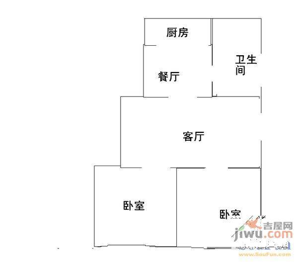 祥和小区2室2厅1卫74㎡户型图