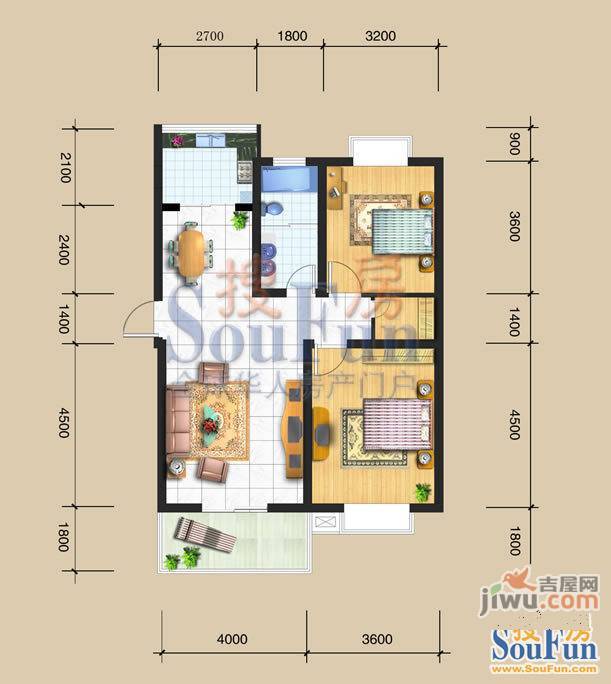 永嘉太阳城2室2厅1卫户型图