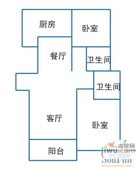 碧螺山庄3室2厅1卫135㎡户型图