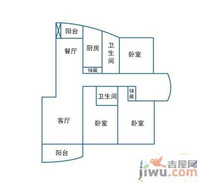 碧螺山庄3室2厅1卫135㎡户型图