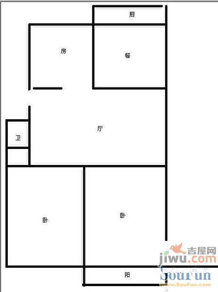 民富园3室2厅1卫108㎡户型图