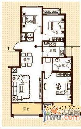 中铁人才家园3室2厅2卫144.7㎡户型图