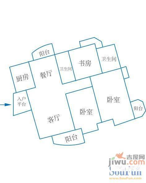 中铁人才家园3室2厅2卫144.7㎡户型图