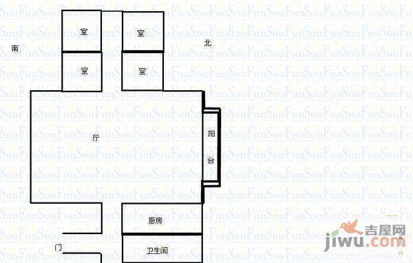 黄河景园2室2厅1卫98㎡户型图