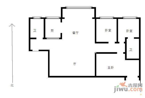 黄河景园2室2厅1卫98㎡户型图