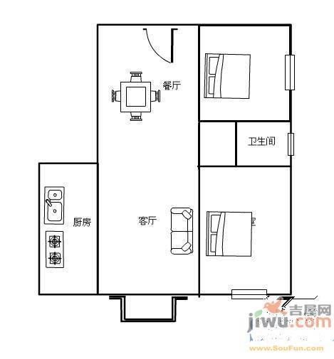 黄河景园2室2厅1卫98㎡户型图