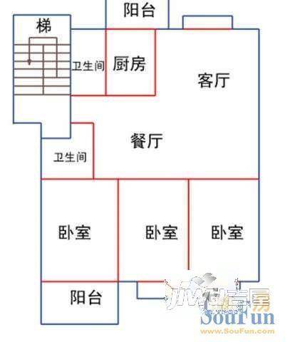 百合嘉园2室2厅1卫80㎡户型图