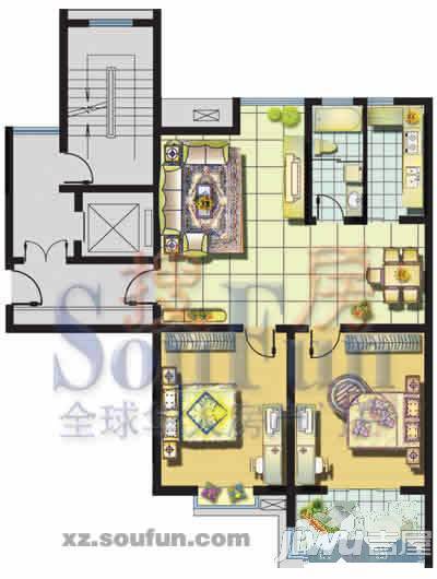 金程太阳花园3室2厅1卫132㎡户型图