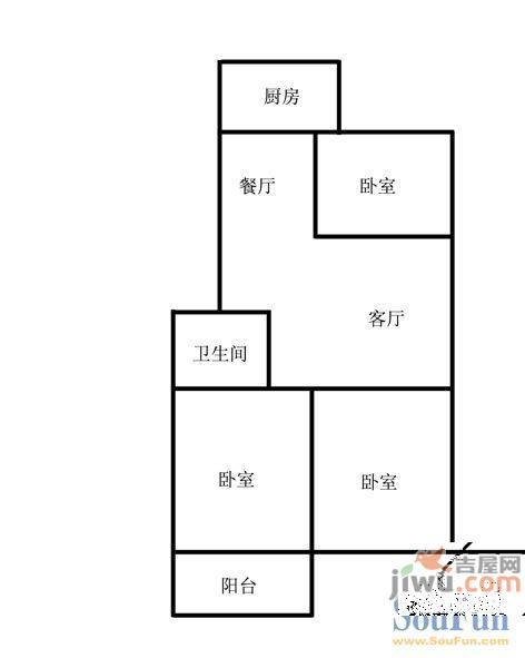 民康园2室2厅1卫69㎡户型图