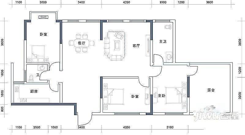 新都家园3室2厅1卫户型图