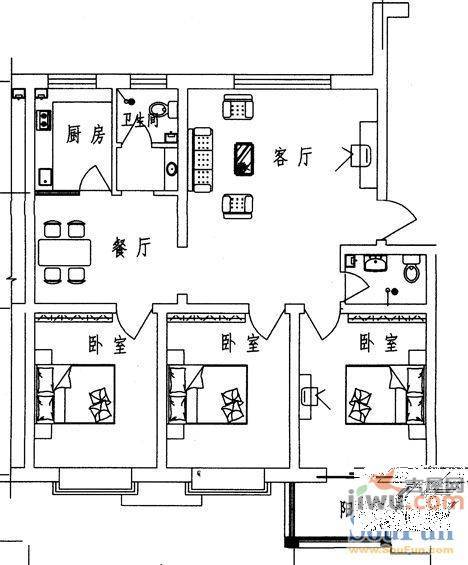 水苑长桥小区2室1厅1卫户型图