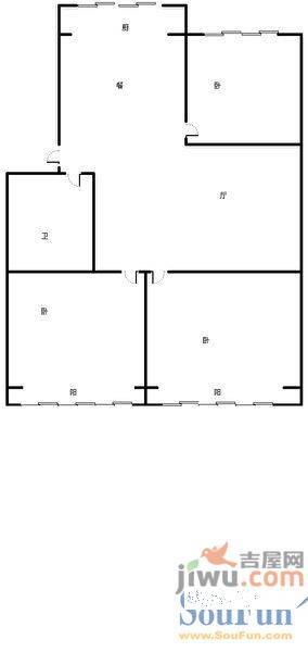 千禧龙花园2室1厅1卫户型图