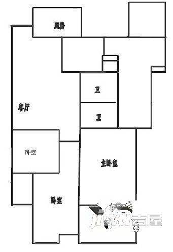 银郡花园3室2厅2卫108㎡户型图