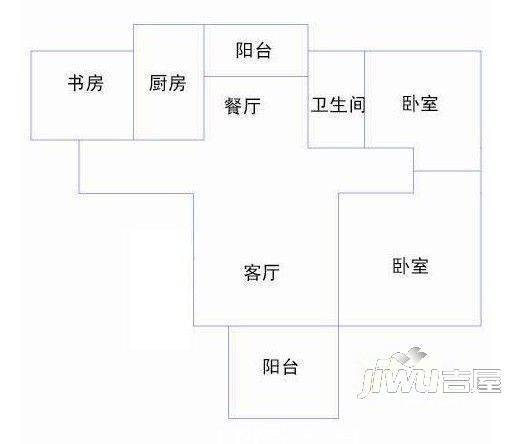 银郡花园3室2厅2卫108㎡户型图