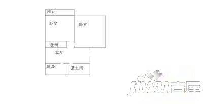 煤机西村2室1厅1卫58㎡户型图