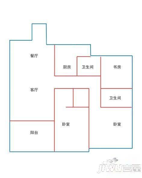 金地国际3室2厅1卫140㎡户型图