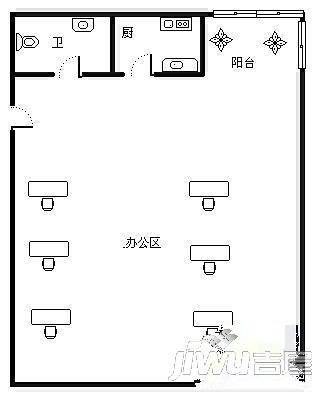 金地国际3室2厅1卫140㎡户型图