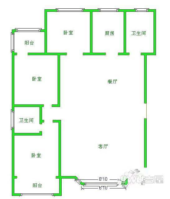 恒艺花园3室2厅1卫户型图