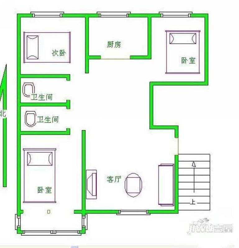 宝恒公寓2室1厅1卫户型图