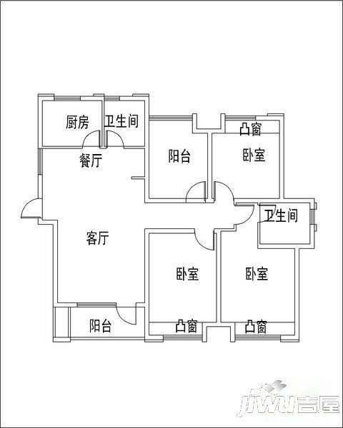 长城黄山花园2室2厅1卫户型图