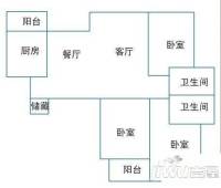 矿山东村3室1厅1卫90㎡户型图