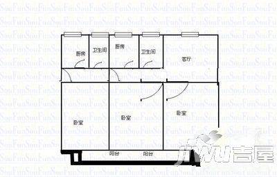 莲花小区3室1厅2卫98㎡户型图