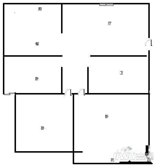 春光花园3室2厅1卫99㎡户型图