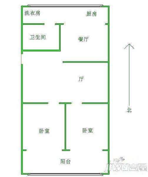 新城花园2室2厅1卫97㎡户型图