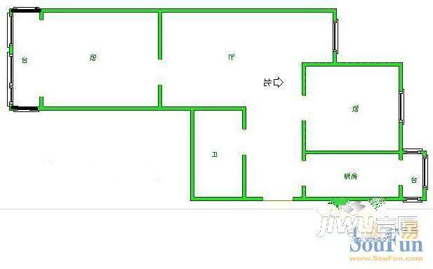 汉韵小区2室1厅1卫户型图