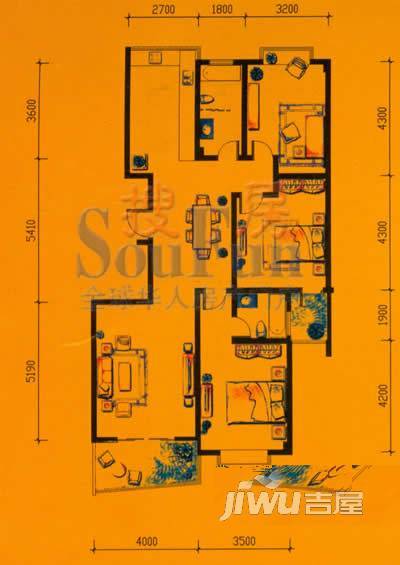 金庭嘉园3室2厅2卫153㎡户型图