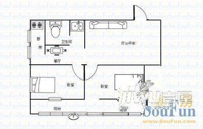 状元楼2室2厅1卫户型图