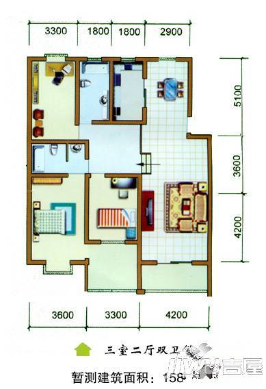 嘉慧园3室2厅2卫140㎡户型图