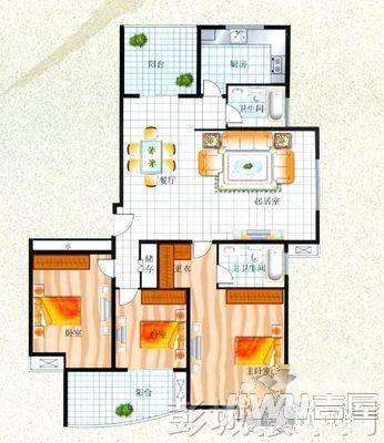 望城花园3室2厅2卫150㎡户型图