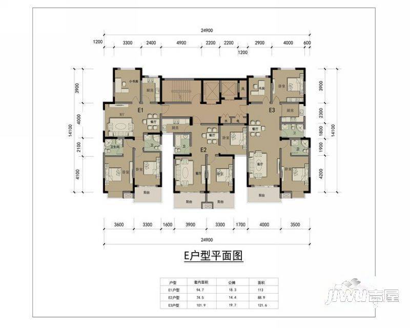 锦绣江南3室0厅0卫113㎡户型图