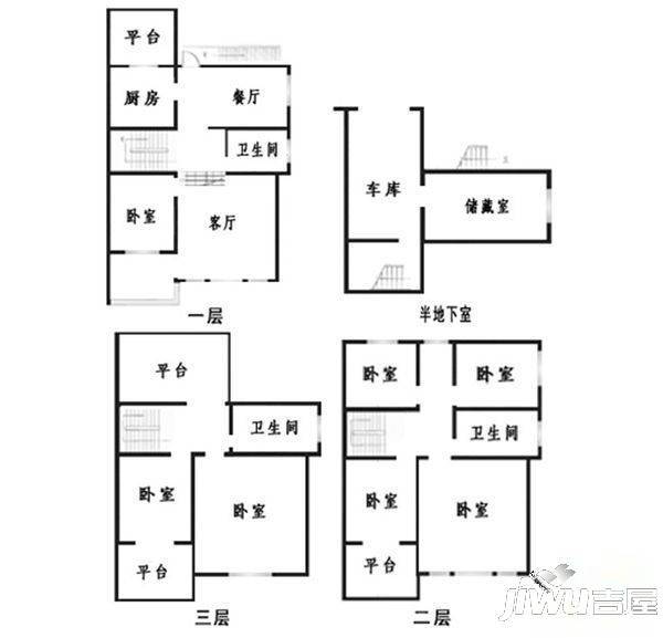 霖雨山庄5室3厅3卫286㎡户型图