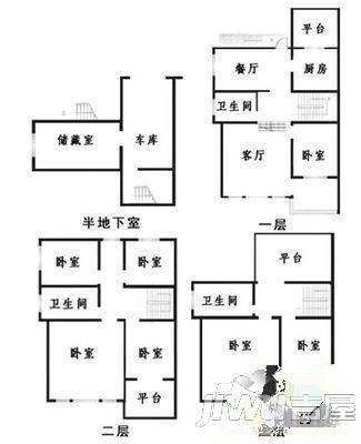 霖雨山庄5室3厅3卫286㎡户型图