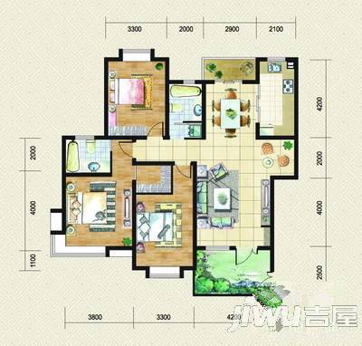 九里岭秀4室2厅2卫137㎡户型图