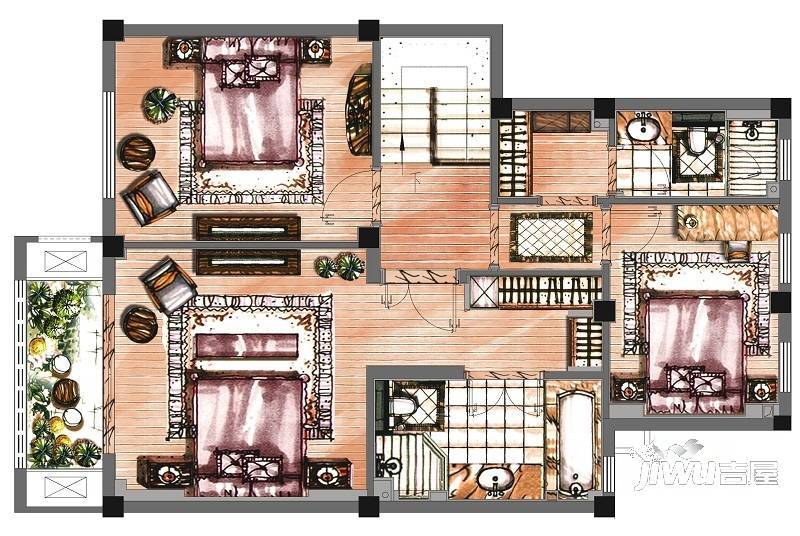 雅戈尔新东城1室2厅1卫170㎡户型图