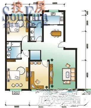 鸿溪花园5室2厅3卫208.9㎡户型图