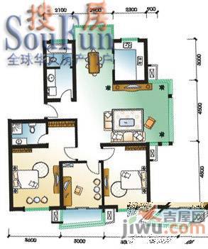 鸿溪花园5室2厅3卫208.9㎡户型图