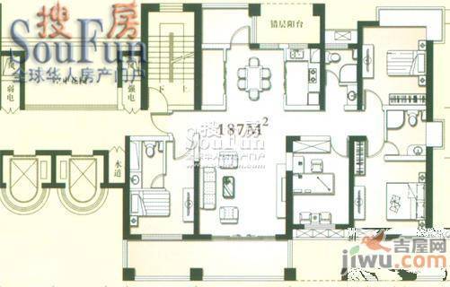 开元山庄紫庭苑3室2厅2卫153.5㎡户型图