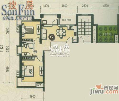 开元山庄紫庭苑3室2厅2卫153.5㎡户型图