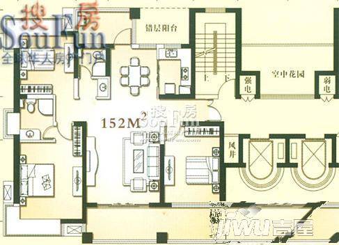 开元山庄紫庭苑3室2厅2卫153.5㎡户型图